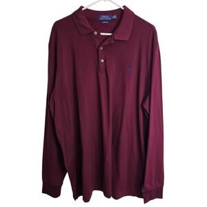 Polo Ralph Lauren Polo Shirt Long Sleeve Polo Shirt Men XL Red Classic Fit Polo
